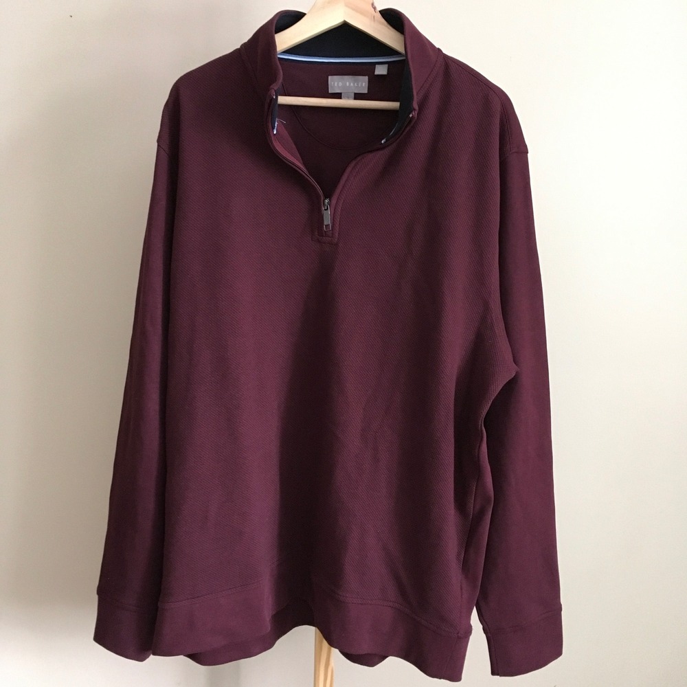 Ted Baker Mens XL Burgundy Quarter Zip Pullover XL